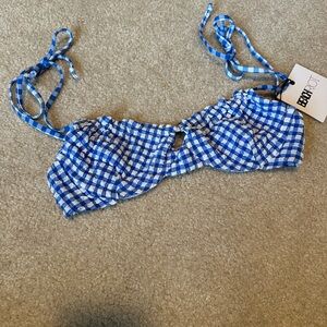 Beach Riot Blue Gingham Bikini Top
